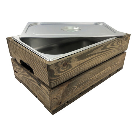 Kist nieuw Old Brown 55.5cm (Geschikt voor waterbak en binnenbak&nbsp;chafing dish&nbsp; )