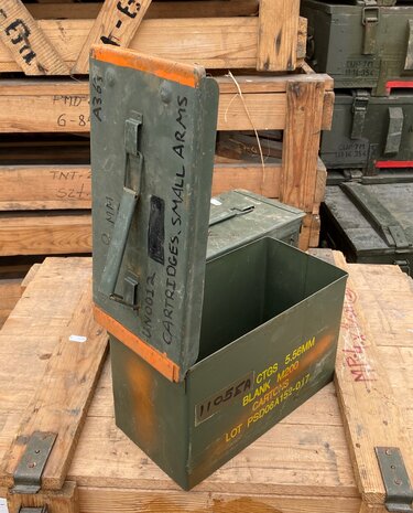 Munitiekist metaal 30x18x15,5cm tweede keus  met Verfstrepen - stift