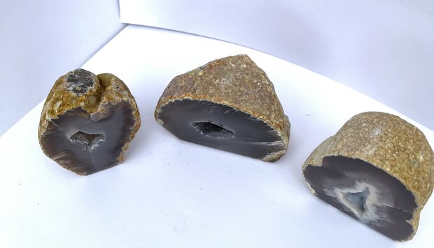 Agaat Geode Set x3 assorti Naturel 