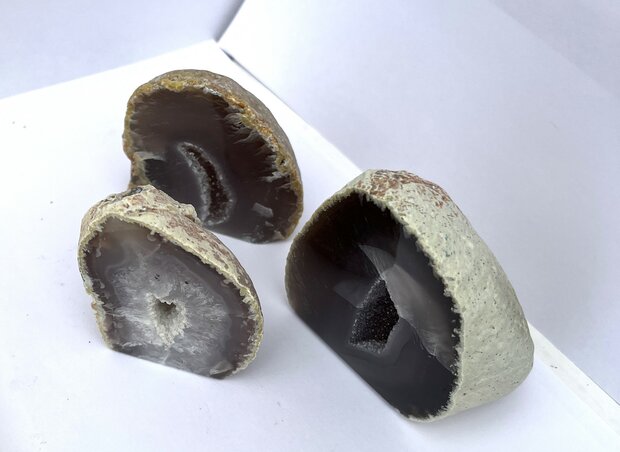 Agaat Geode Set x3 assorti Naturel 