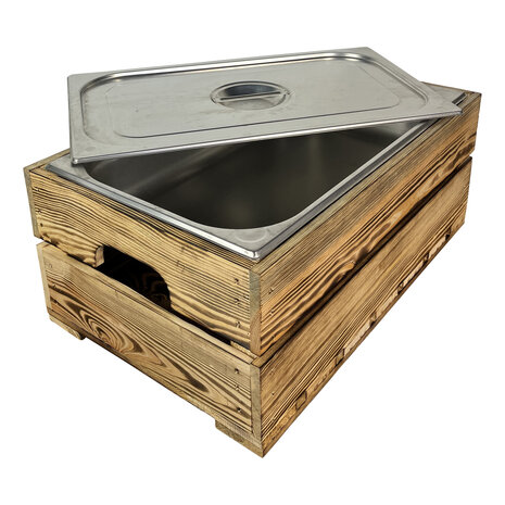 Kist nieuw gebrand 55.5cm (Geschikt voor waterbak en binnenbak&nbsp;chafing dish&nbsp; )