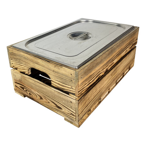 Pallet - Kist nieuw Gebrand 55.5cm (Geschikt voor waterbak en binnenbak&nbsp;chafing dish&nbsp; )