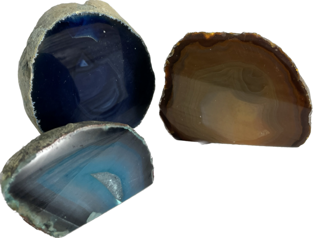Agaat Geode Uniek Set van 3- 56