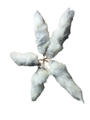 Vossenstaart 35cm  Wit zwart (met sleutelhanger)