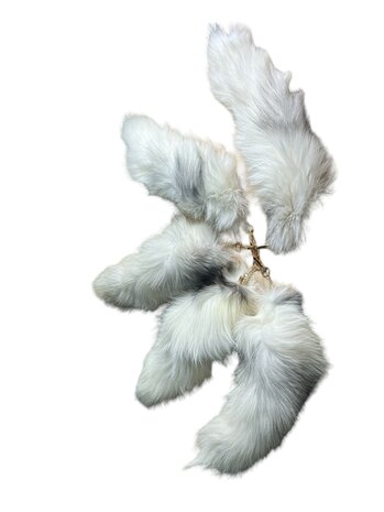 Vossenstaart 35cm  Wit zwart (met sleutelhanger)