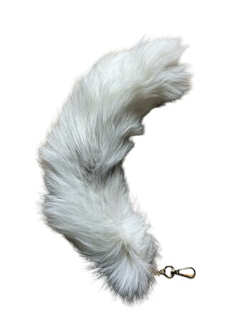 Vossenstaart 35cm  Wit zwart (met sleutelhanger)
