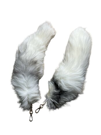 Vossenstaart 35cm  Wit zwart (met sleutelhanger)