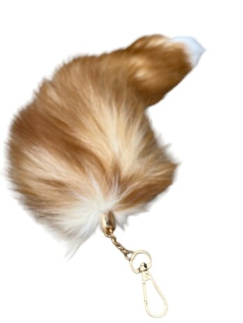 Vossenstaart 35cm  Roodbruin Wit  (met sleutelhanger)
