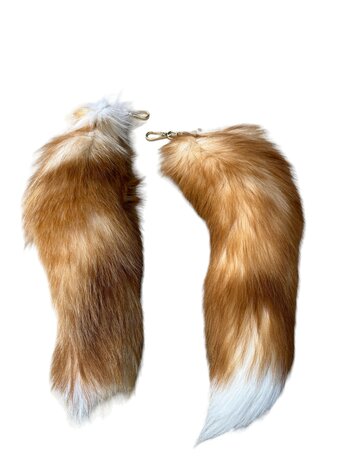 Vossenstaart 35cm  Roodbruin Wit  (met sleutelhanger)