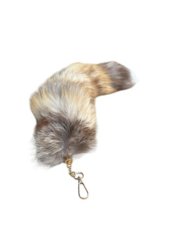 Vossenstaart 35cm  Gem&ecirc;leerd (met sleutelhanger)