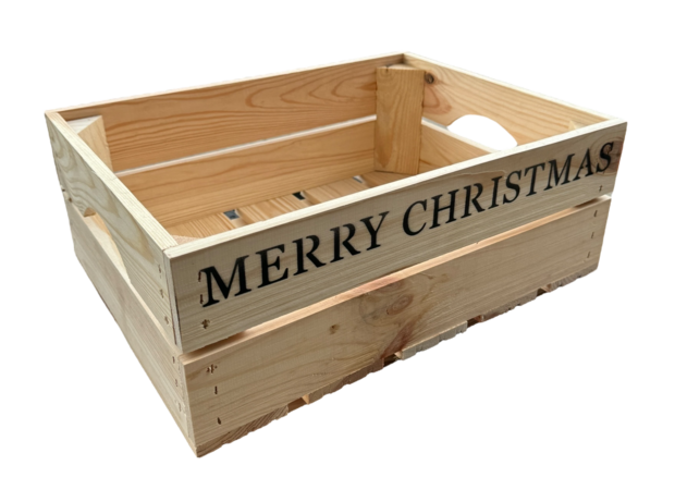 Nieuw kistje met handgrepen L40xB30xH15 Merry Christmas