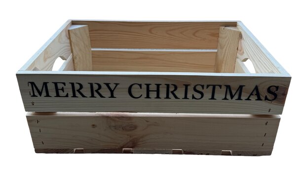 Nieuw kistje met handgrepen L40xB30xH15 Merry Christmas