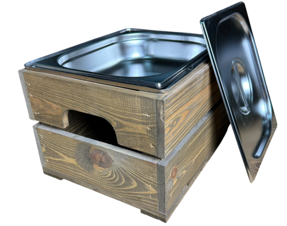 Kistje nieuw Old Brown 36cm (Geschikt voor waterbak en binnenbak&nbsp;chafing dish&nbsp; GN1/2 )