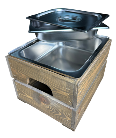 Kistje nieuw Old Brown 36cm (Geschikt voor waterbak en binnenbak&nbsp;chafing dish&nbsp; GN1/2 )