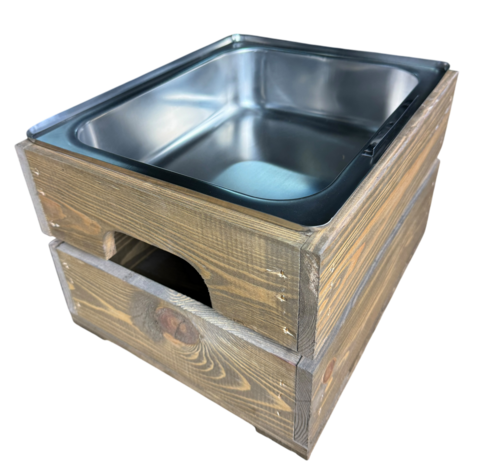 Kistje nieuw Old Brown 36cm (Geschikt voor waterbak en binnenbak&nbsp;chafing dish&nbsp; GN1/2 )