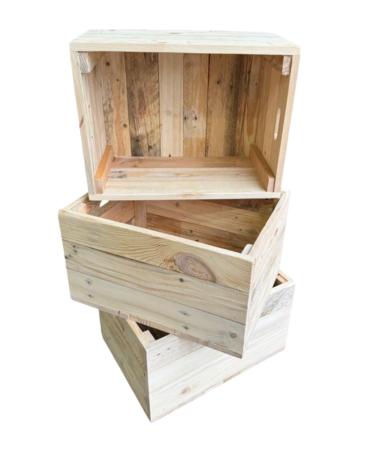 Kistje zeer stevig, nieuw gemaakt van gebruikt hout - Naturel 40cm 