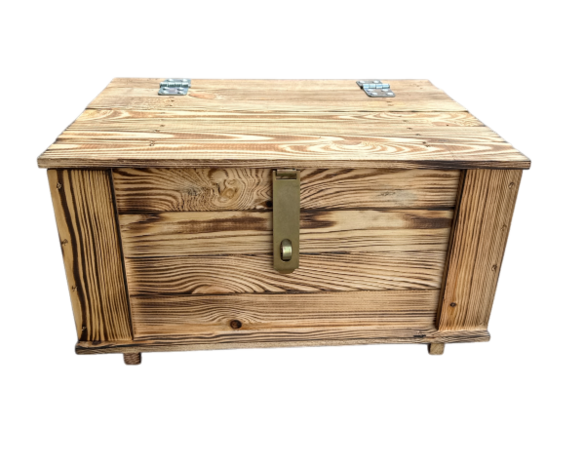 Decoratieve Kist met deksel en handgrepen Gebrand - &#039;Schatkist&#039;