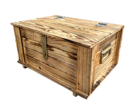 Decoratieve Kist met deksel en handgrepen Gebrand - &#039;Schatkist&#039;