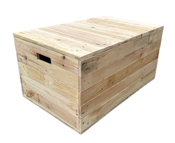 Klepkist XXL Zeer stevig met vaste deksel gemaakt van gebruikt hout - Naturel 80 cm 