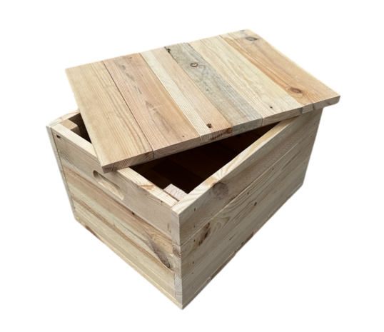 Kistje met losse deksel zeer stevig, nieuw gemaakt van gebruikt hout - Naturel 40cm 