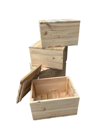 Kistje met losse deksel zeer stevig, nieuw gemaakt van gebruikt hout - Naturel 40cm 
