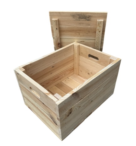 Kistje met losse deksel zeer stevig, nieuw gemaakt van gebruikt hout - Naturel 40cm 