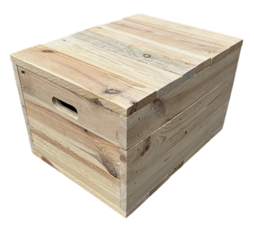Kistje met losse deksel zeer stevig, nieuw gemaakt van gebruikt hout - Naturel 40cm 