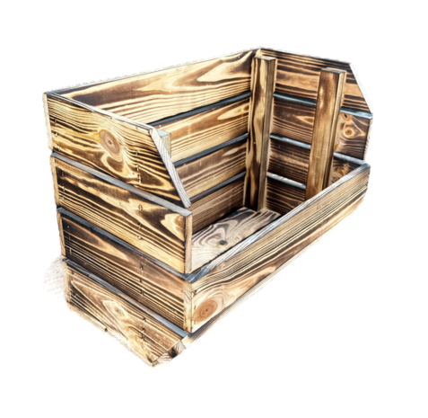 Stapelbaar Houten Kistje &ndash; 40x22x30 cm Gebrand
