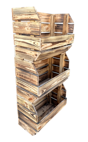 Stapelbaar Houten Kistje &ndash; 40x22x30 cm Gebrand