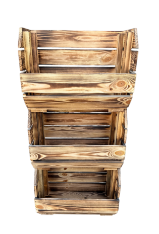 Stapelbaar Houten Kistje &ndash; 40x22x30 cm Gebrand