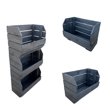 Stapelbaar Houten Kistje &ndash; 40x22x30 cm Black