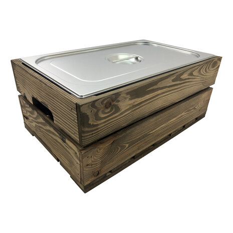 Licht beschadigd - (4x) Kist nieuw Old Brown 55.5cm (Geschikt voor waterbak en binnenbak&nbsp;chafing dish&nbsp; )