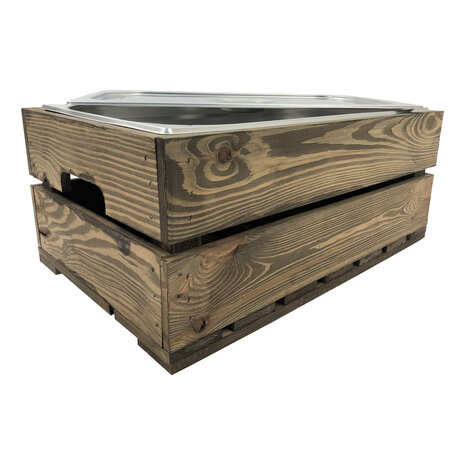 Licht beschadigd - (4x) Kist nieuw Old Brown 55.5cm (Geschikt voor waterbak en binnenbak&nbsp;chafing dish&nbsp; )