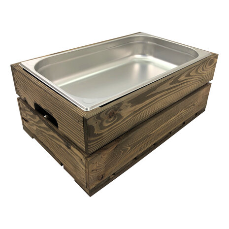 Licht beschadigd - (4x) Kist nieuw Old Brown 55.5cm (Geschikt voor waterbak en binnenbak&nbsp;chafing dish&nbsp; )