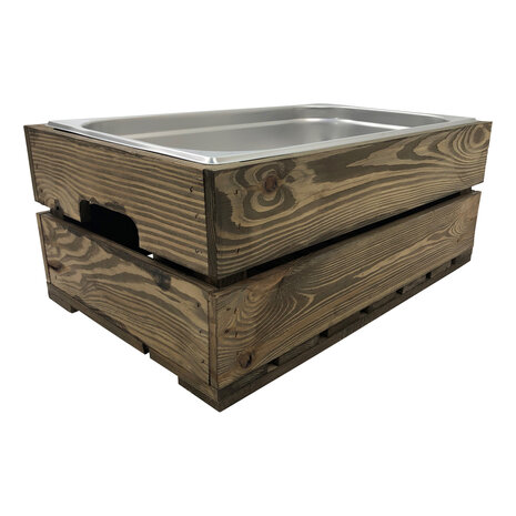 Licht beschadigd - (4x) Kist nieuw Old Brown 55.5cm (Geschikt voor waterbak en binnenbak&nbsp;chafing dish&nbsp; )