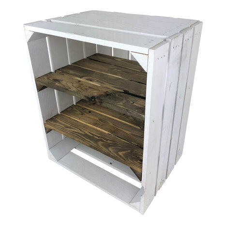 Fruitkist - Meubelkist Beach White - gebrand Drievaks Kortezijde