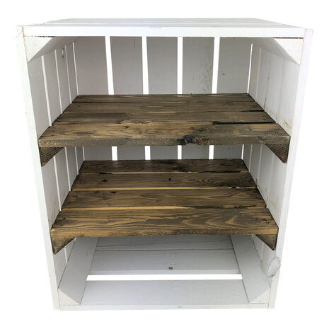 Fruitkist - Meubelkist Beach White - gebrand Drievaks Kortezijde