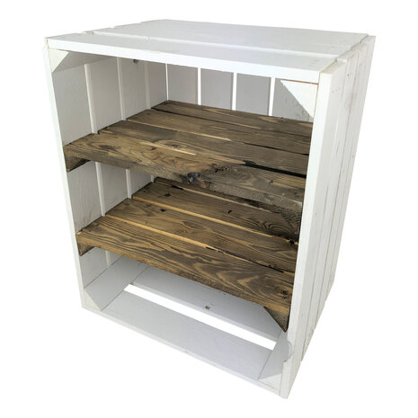 Fruitkist - Meubelkist Beach White - gebrand Drievaks Kortezijde