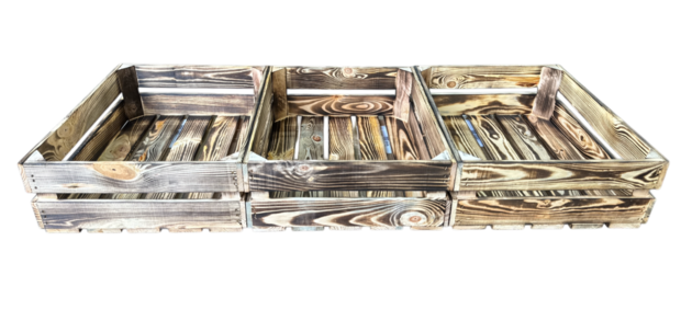 Kist laag 50x40x16cm - Gebrand - Gevlamd