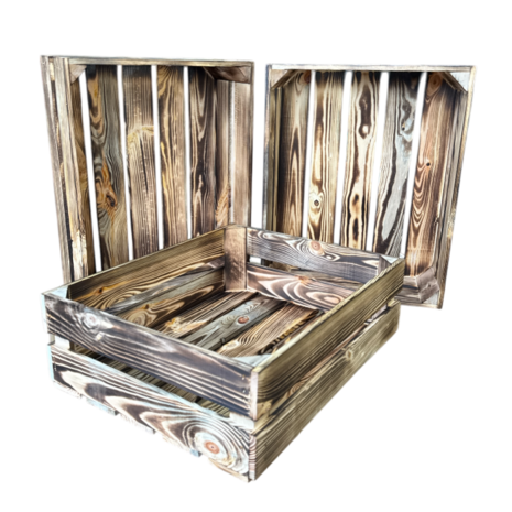 Kist laag 50x40x16cm - Gebrand - Gevlamd