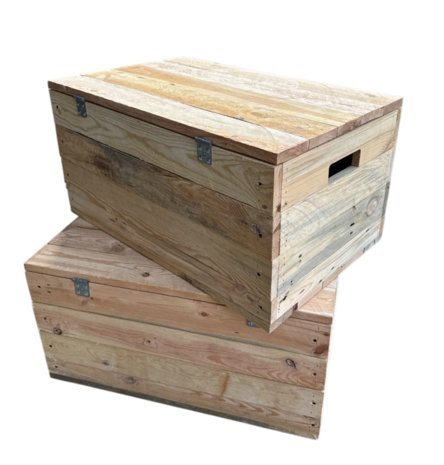 Klepkist XXL Zeer stevig zware kist met vaste deksel gemaakt van gebruikt hout - Naturel 79x50x40