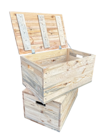 Klepkist XXL Zeer stevig zware kist met vaste deksel gemaakt van gebruikt hout - Naturel 79x50x40