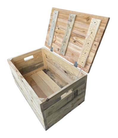 Klepkist XXL Zeer stevig zware kist met vaste deksel gemaakt van gebruikt hout - Naturel 79x50x40