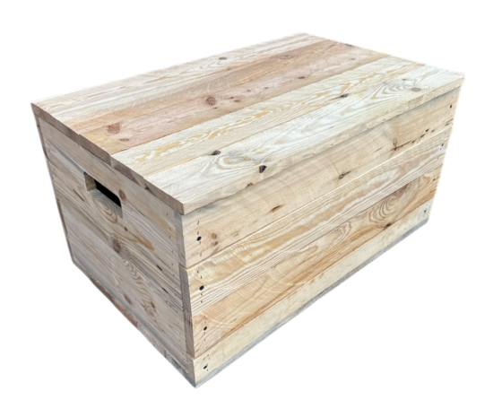 Klepkist XXL Zeer stevig zware kist met vaste deksel gemaakt van gebruikt hout - Naturel 79x50x40