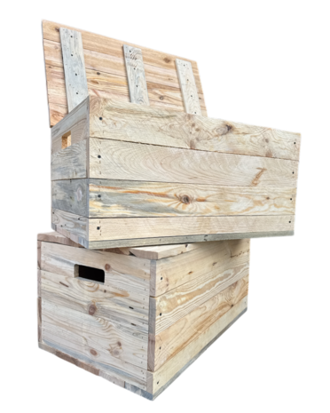 Klepkist XXL Zeer stevig zware kist met vaste deksel gemaakt van gebruikt hout - Naturel 79x50x40