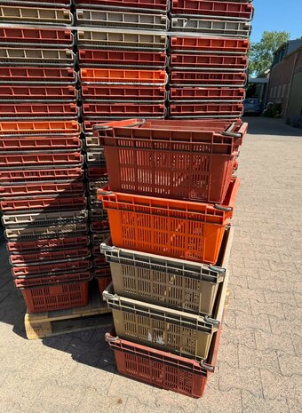 Pallet Curver kunststof beugelkist(gebruikt) Roodbruin / bruin / Oranje 49,5x40x26cm