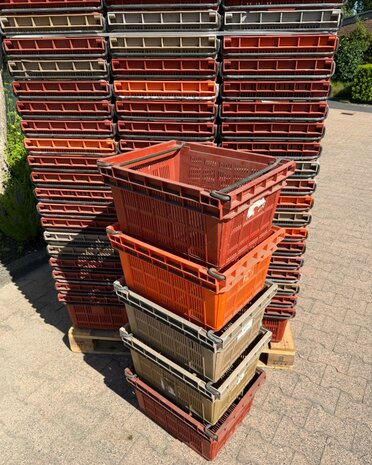 Pallet Curver kunststof beugelkist(gebruikt) Roodbruin / bruin / Oranje 49,5x40x26cm