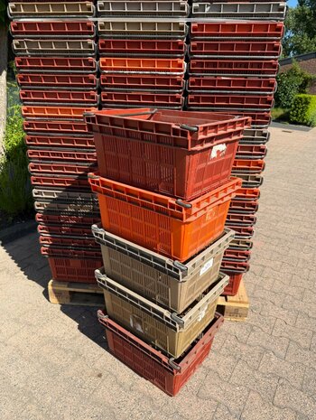 Pallet Curver kunststof beugelkist(gebruikt) Roodbruin / bruin / Oranje 49,5x40x26cm