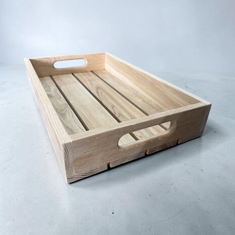 Eikenhouten serveertray met handgrepen &ndash; L50xB30xH8cm