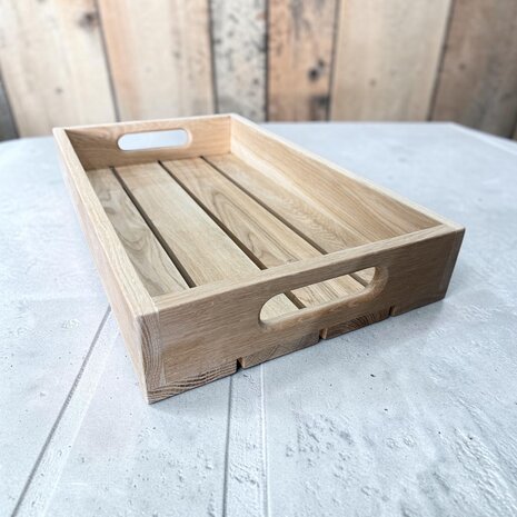 Eikenhouten serveertray met handgrepen &ndash; L50xB30xH8cm